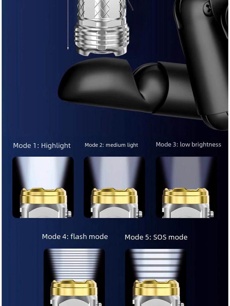 Niyang Super Bright Rechargeable Three-Eyed Long-Range Flashlight