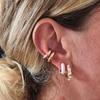 Women Cubic Zircon Rainbow Earrings Cubic Zirconia Ear Cuff Set Female Stylish Fashionable Gold Tone Huggie Clip On Earrings Earcuff Crystal Stone