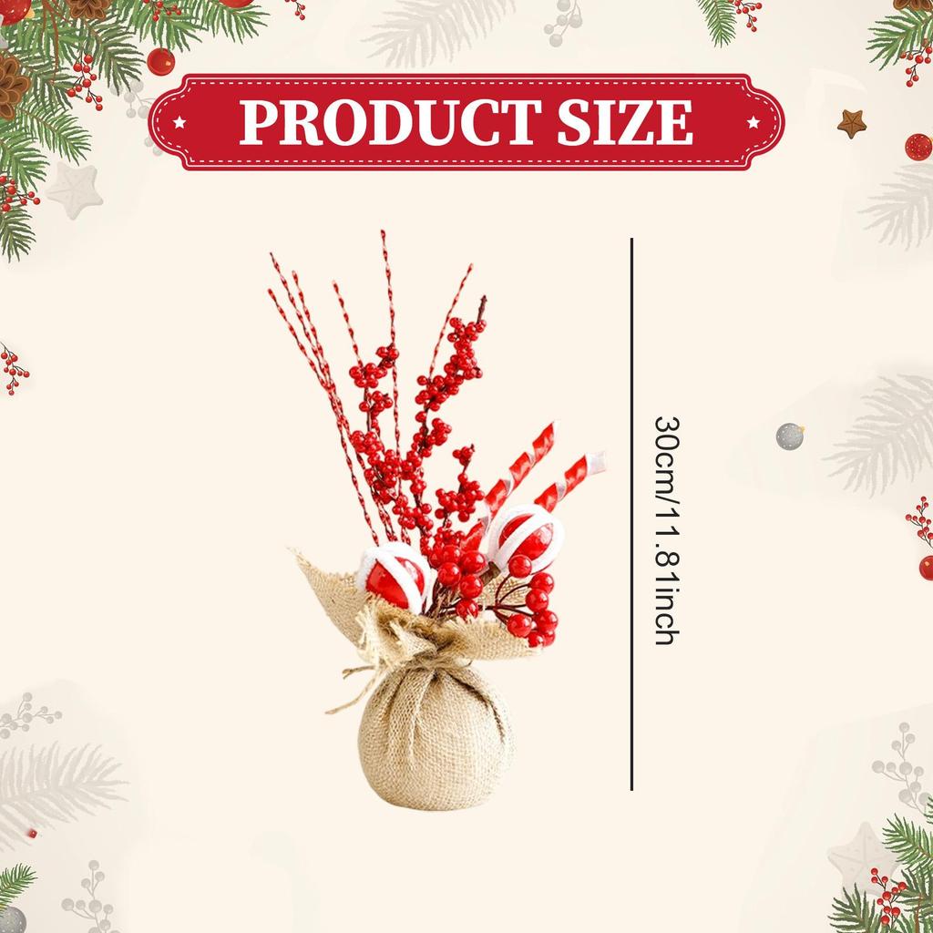 Tabletop Artificial Christmas Tree Burlap Base Mini Xmas Tree Art Crafts Tiny Christmas Trees for Festival Decoration