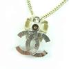 Excellent CHANEL Necklace COCO Mark Ribbon Rhinestone Champagne Gold Women B24K Used