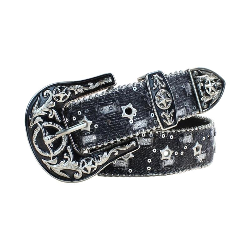 Cintura da Donna Punk Rock Edgy per Jeans Fibbie Charms Pelle PU Cinturino Regolabile