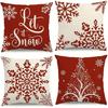 Christmas Decoration Pillowcase Red Snowflake Christmas Tree Pillow Cover Living Room Sofa Cushion Cover Room Home Decoration