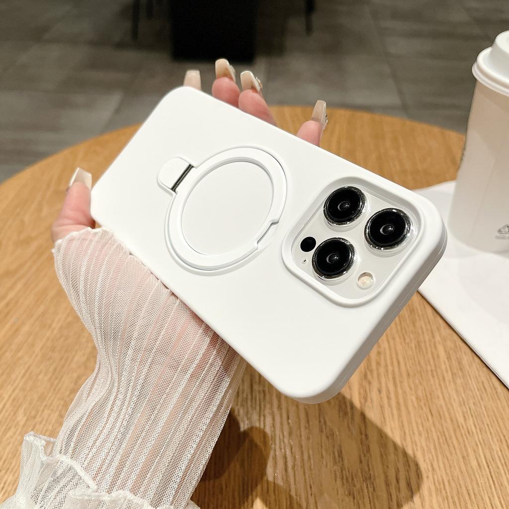 Applicable To IPhone17promax Liquid Silicone Magnetic Suction Fulcrum Bracket Mobile Phone Case Apple 16 Large Hole Protection Case