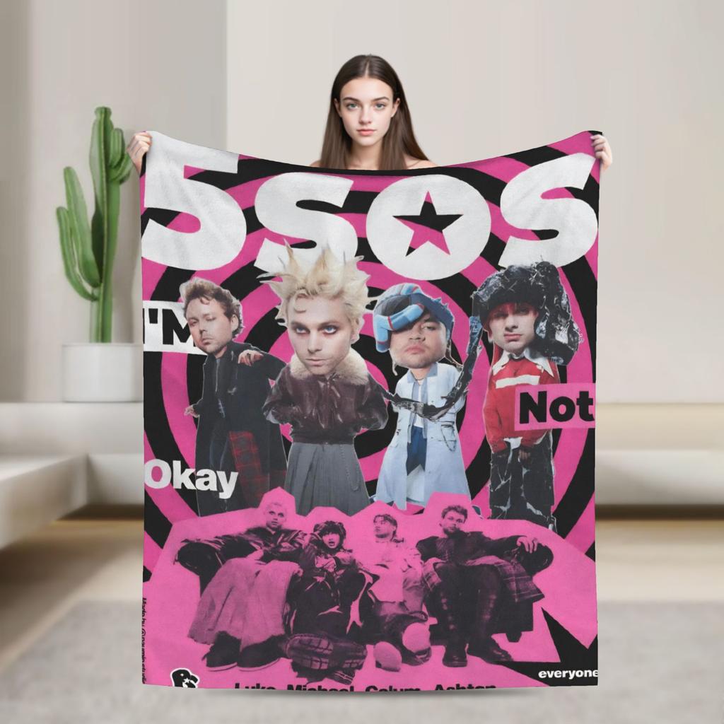Michael Clifford 5 Second Blanket  Soft Novelty Plush Bedding Throws For Couch Chair Camping Flannel Bedspread Bed Cover