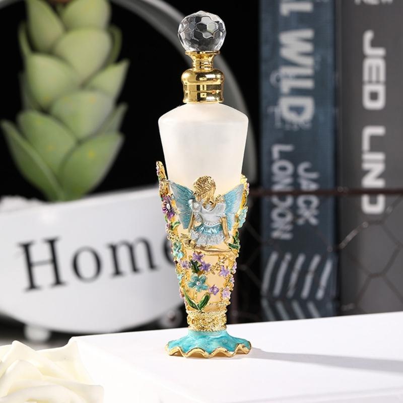 Artistic Conical Shape 25ml Empty Perfume Bottle Glass And Zinc Alloys Featuring Enamel Design