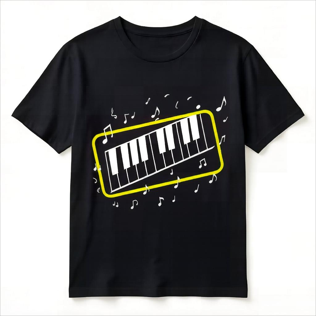 Minimalist Piano Graphic TShirt 100 Cotton Breathable Unisex Black Oversized Tee Music Themed Streetwear Top
