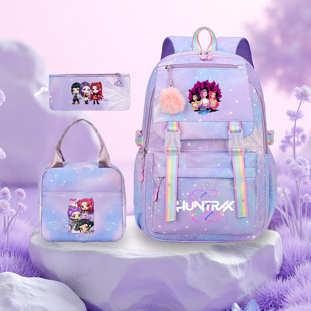 K-Pop Witch Hunters Cartoon Printed Student Pencil Bag Lunch Bag Three-Piece Backpack