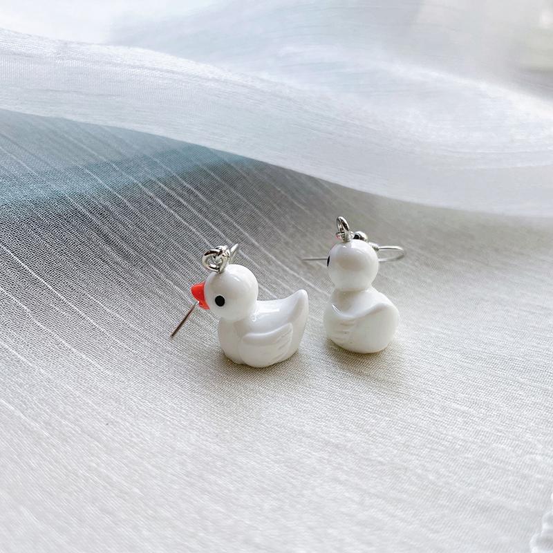Cute Simple Funny Small Drop Earrings For Women Girls Children Animal Duck Frog Mushroom Cloud Shape Resin Dangle Zircon Gift