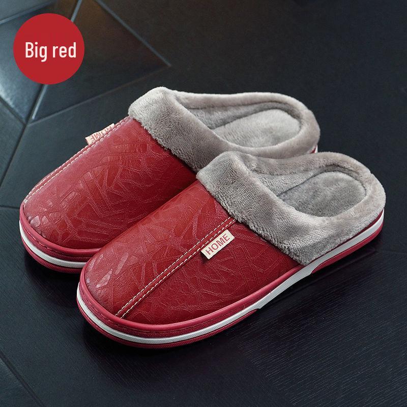 Men's Extra Large Waterproof Cotton Slippers - Winter Indoor Non-slip Warm Shoes