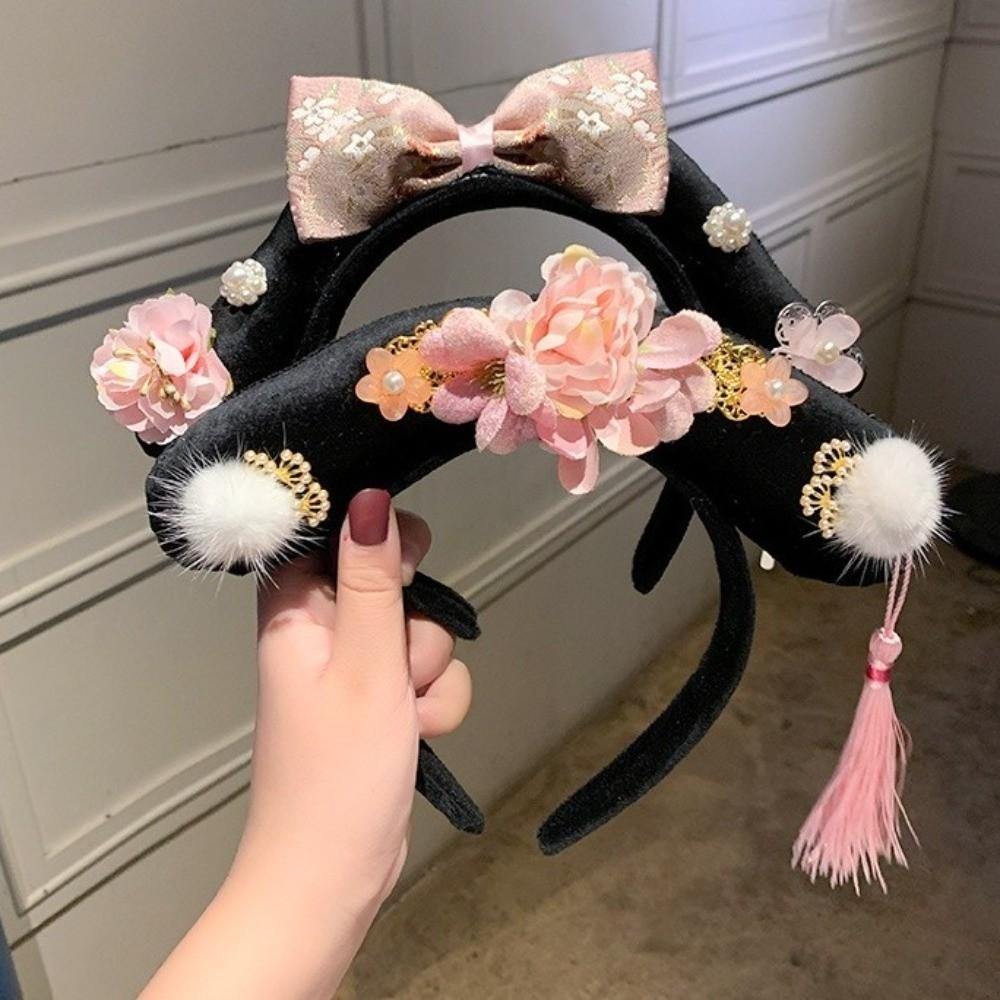 Flower Hanfu Headband Pearl Ancient Style Hair Hoop Classical Chinese Style Headwear  Princess