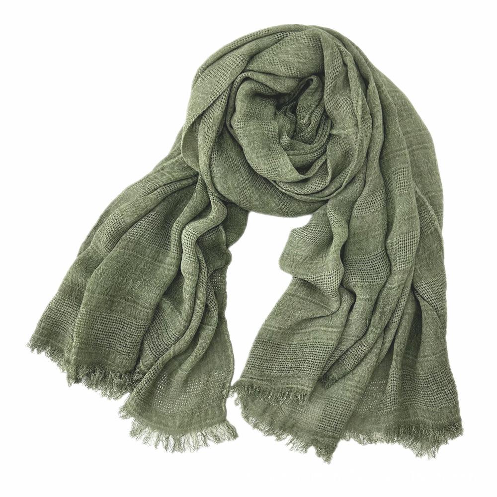 Women's Cotton Scarf Winter Solid Color Jacquard Hollow Literary Style Warm Scarf