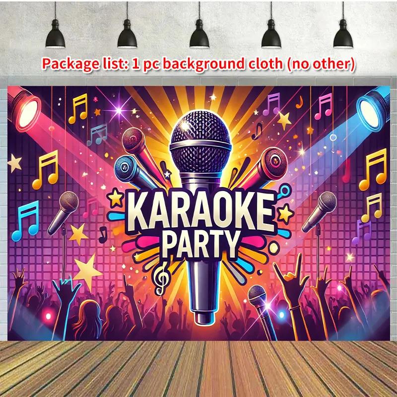1 Artikel: Karaoke-Mikrofon, Polyester-Fotohintergrund, Party-Bannerfahnen - GeburtstagszubehörXY