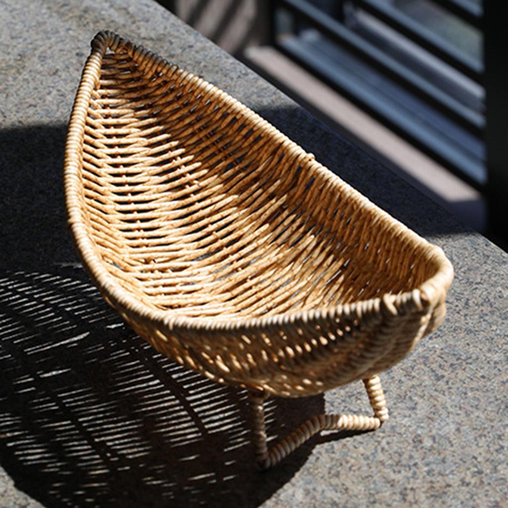 Kunststoff Rattan Bootförmiger Obstkorb Naturinspiriert Bootförmiger Obstserver Tragbarer Halter für Partys und Veranstaltungen