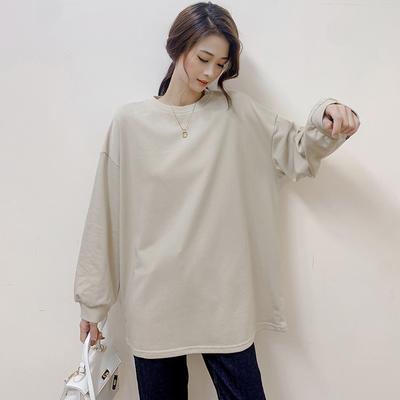 Nou Toamnă și Iarnă Femei Culoare Solidă Largi Mid-lungime Hanorac pentru Femei Casual Bumbac Top pentru Femei