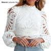 Lace Design Women Blouse Hollow Out Long Sleeve Elegant Top Casual