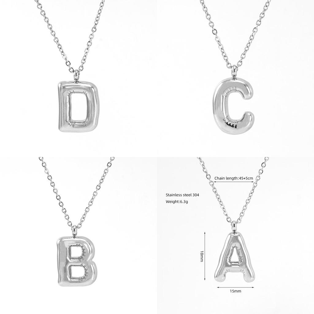 Fashionable Plump Stainless Steel Alphabet Necklace For Women