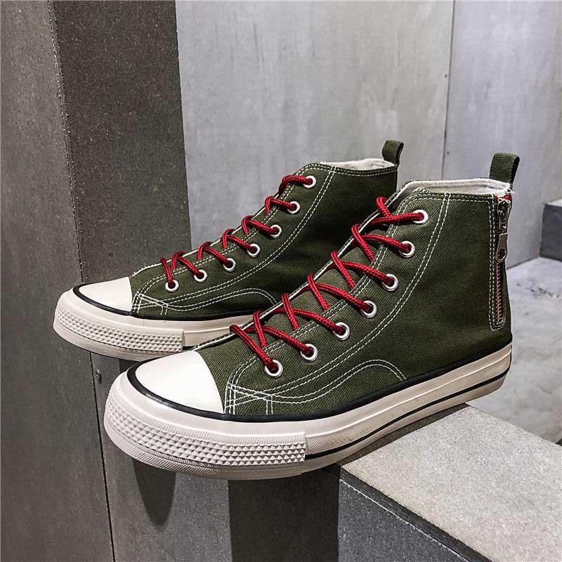 39-44 Heren High-top Canvas Schoenen Koppels Platte Schoenen Antislip Deodorant Ademend Slijtvast Comfortabel Rits Skateboardschoenen 41