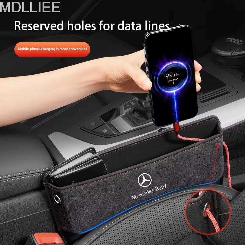 Scatola portaoggetti per fessura sedile auto Portabicchieri in pelle Accessori Per Mercedes-Benz AMG Classe A B C E S V R A45 C43 CLA GLA GLB GLC SLK SL