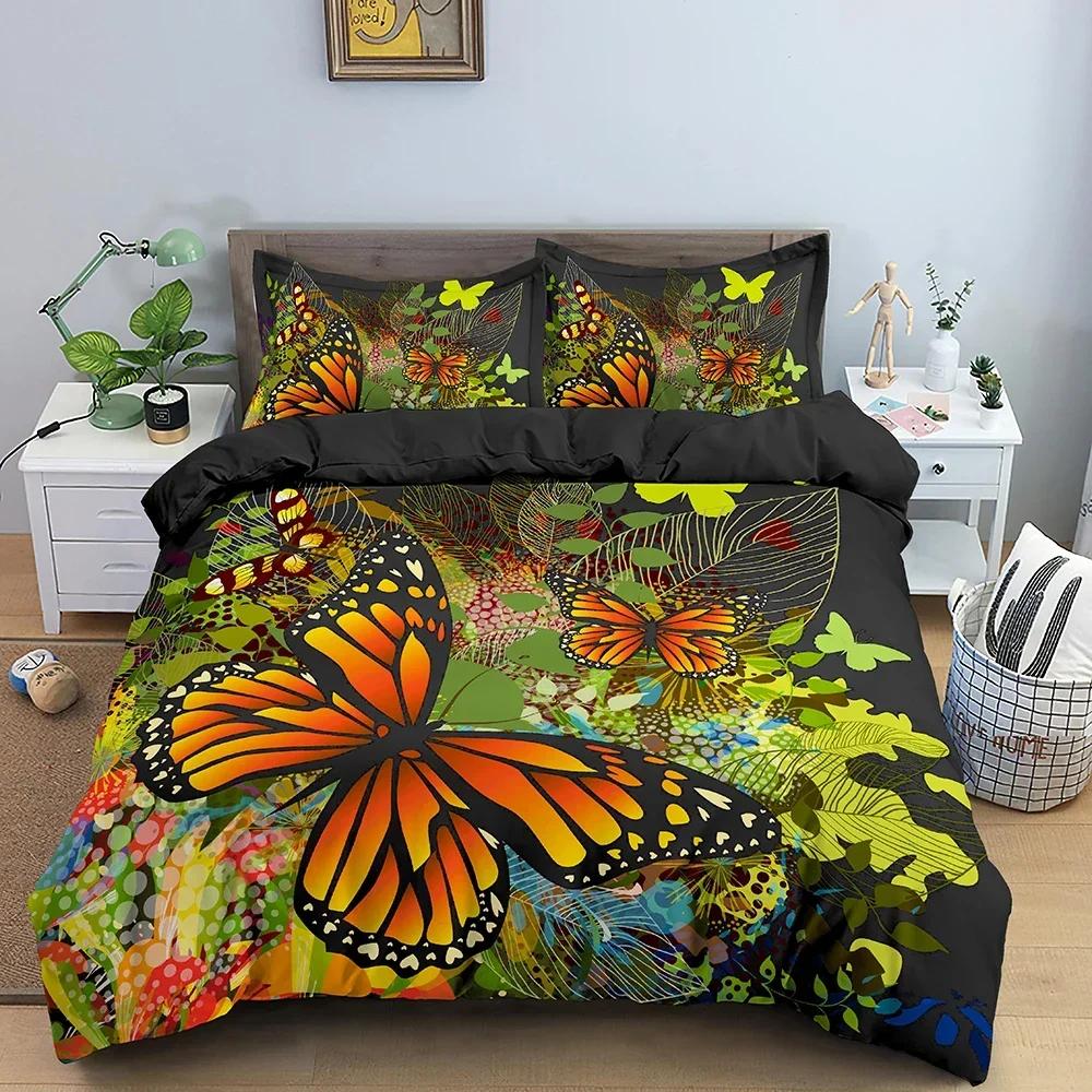 3D Print Butterfly Animal Floral Bedding Set Single Twin Double Queen King Cal King Size Bed Linen Set