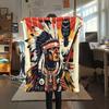Native Americans and Animals  Print Flannel Blanket, High Quality Comfortable for All Seasons, Home Decor, Warmth and Comfort