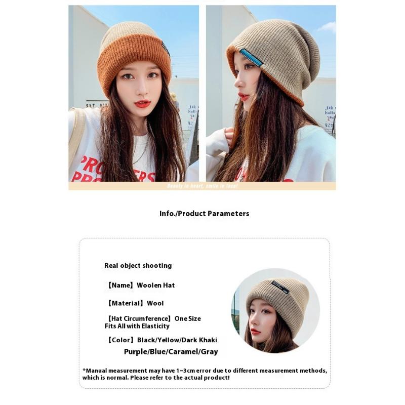 Unisex Herbst Winter Strickmütze Weiche Verdickte Wollmütze Doppelseitiger Ohrenschutz Beanies Mütze Damen Herren