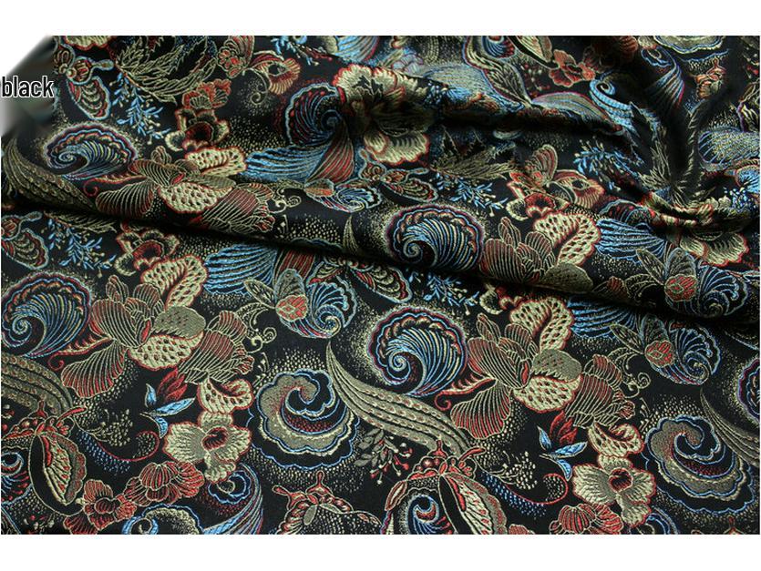 Silk Jacquard Brocade Fabric for Chinese Qipao, Doll Clothes, Hanfu, and Mongolian Robe Decoration