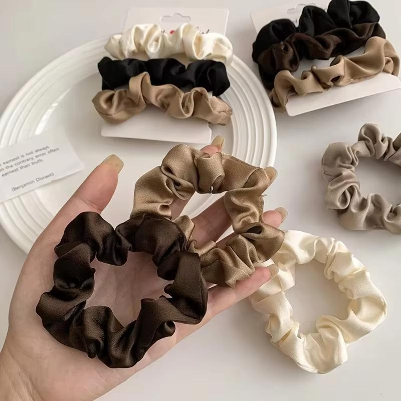 Elegant Hair Scrunchies Women Minimalist Simulation Silk Hair Ties Solid Color Elastic Hair Loop Ponytail Hair Accessories