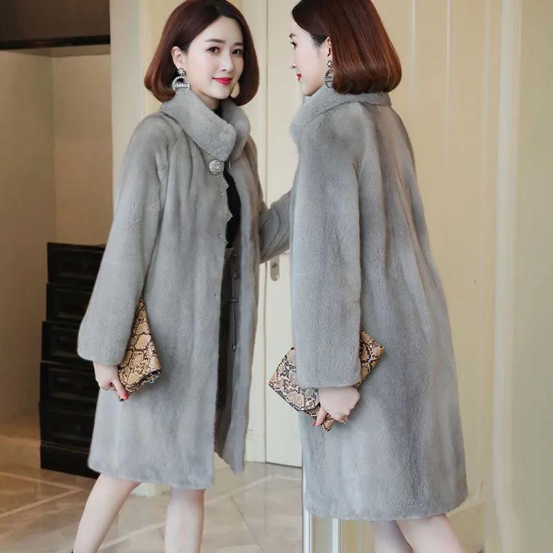 WTEMPO Umlegekragen Eimer Warm Mittellange Mäntel Einfarbig Damen Dick Warm Herbst Winter Übergröße Trench