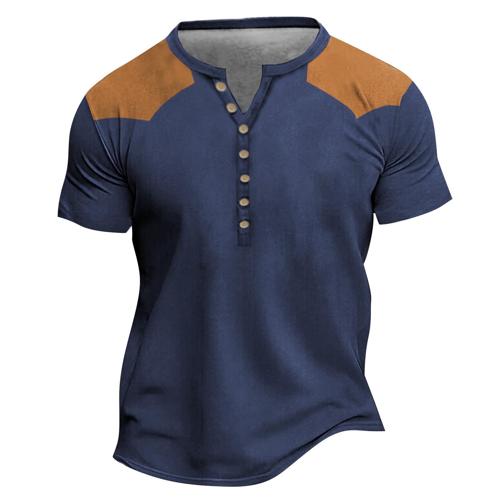 

Мужская модная футболка с коротким рукавом и вышивкой с коротким рукавом и принтом на весну и лето XXXL тёмно-синий