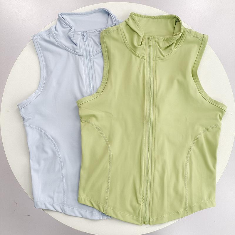 Gilet Sportivo da Donna Senza Maniche con Collo Rialzato ad Asciugatura Rapida per Corsa, Fitness e Yoga