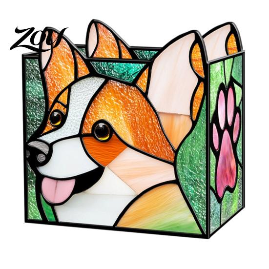 Acrylic Stationery Organizer Stained Glass Style Pen Holder, Unique Desktop Organizer, 3D Creative Gift for Students Embossed Relief Pattern