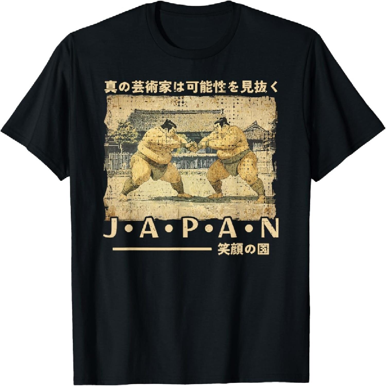 Футболка с сумоистом, традиционная японская гравюра на дереве укиё-э, аниме S