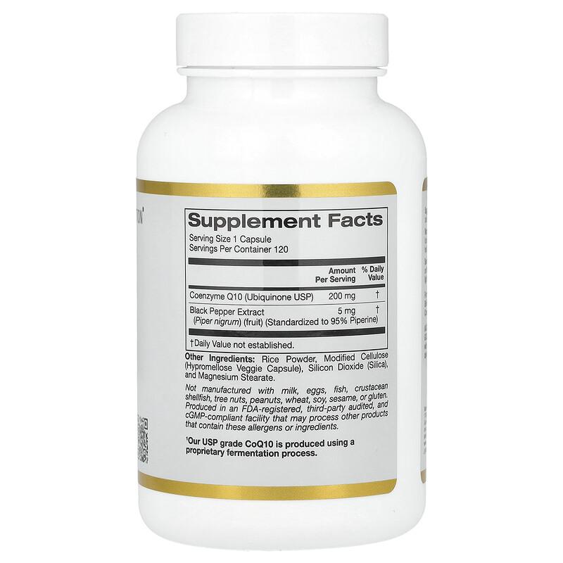CoQ10 with Bioperine® and Black Pepper Extract, Enhanced Biovailability, 200 Mg, 120 Veggie Capsules