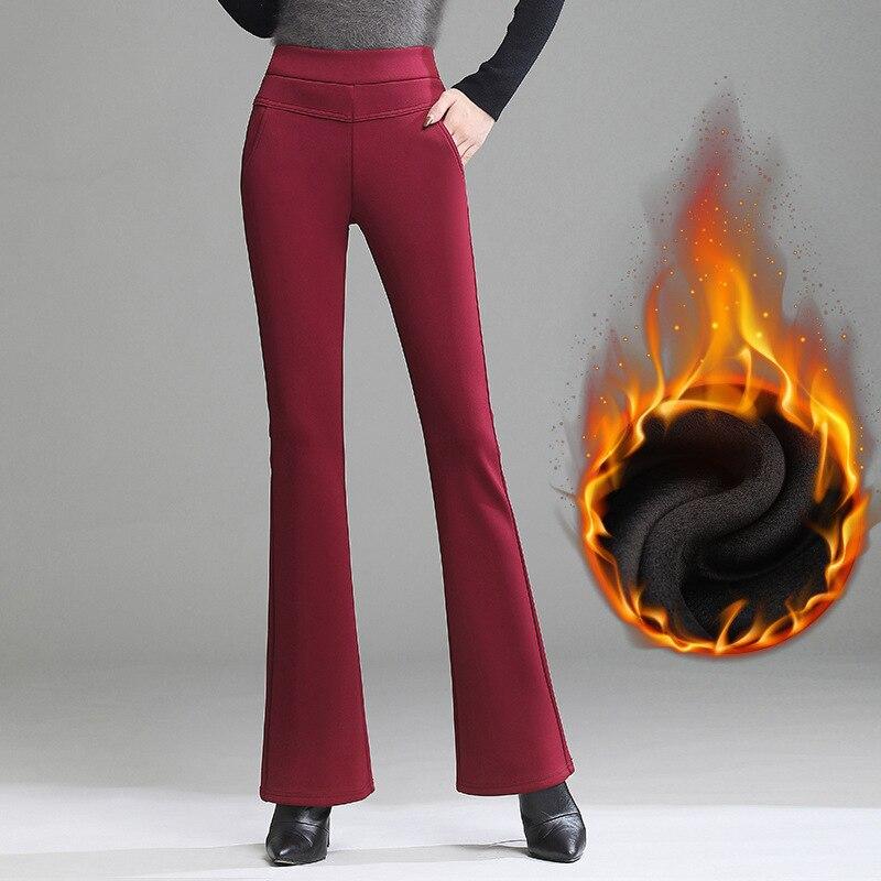 

Зимние теплые женские широкие брюки-капри с высокой талией для женщин, офисные узкие брюки, женские брюки XXXXL