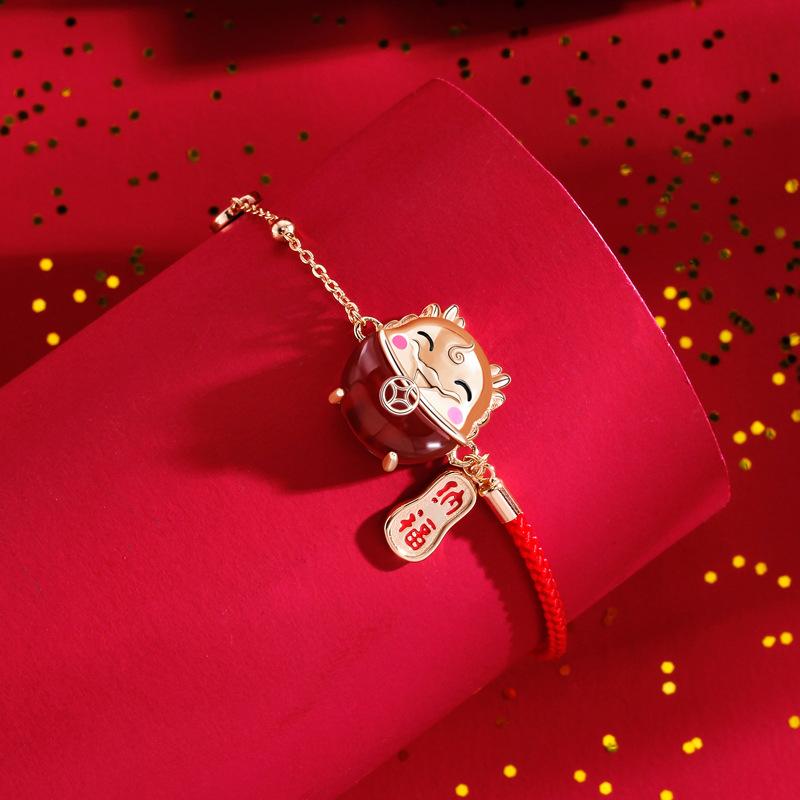

Оригинальный браслет Lucky Nafu Chenlong Red Rope для женщин Guochao в китайском стиле в стиле ретро, натуралистичный, для женщин