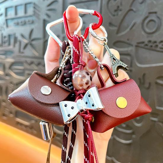 Brelok Mini Torebka Pierożek Portmonetka Zapięcie Bezpieczeństwa Odpinany Pasek na Nadgarstek Wodoodporna Sztuczna Skóra