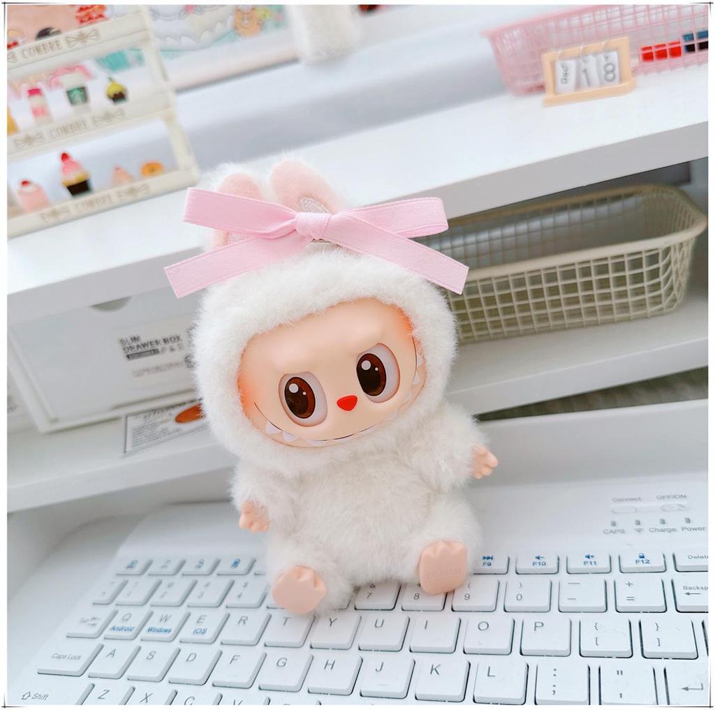 First, Second, and Third Generation Labubu Doll Clothes & Accessories Set: Includes 17cm and 10cm Doll Clothes, Crossbody Bag, and Hair Clip.