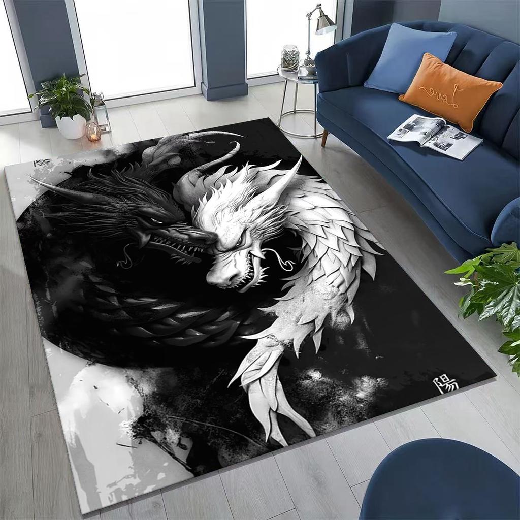 Nature Balance Yin Yang Tai Chi Black White Energy Rug for Bedroom Living Room Sofa Home Doormat Decor,Kids Non-slip Floor Mat