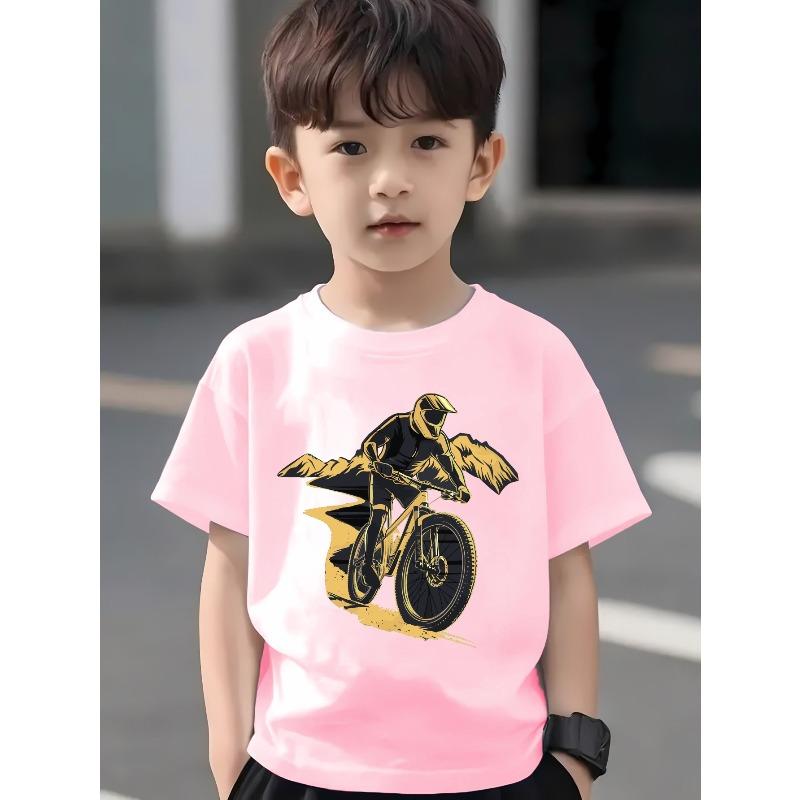 Evropské velikosti Venkovní cyklistické trička pro chlapce, Kreativní trička pro chlapce, Lehká a pohodlná ležérní trička s krátkým rukávem, Letní dětské oblečení