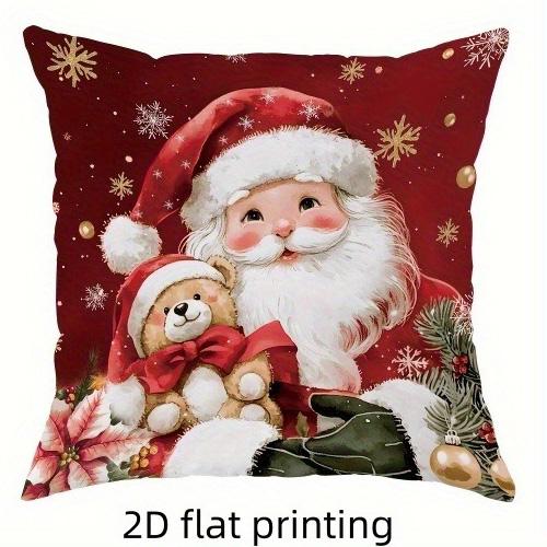 

Среди снежинок на красном фоне, милая наволочка с рождественским изображением, новогоднее украшение для дома, 2D плоская печать 16x16Inch