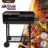 AKTIVE 52809 Charcoal and Wood Barbecue, Adjustable Height, Dimensions 97 X 42 X 96 Cm, Double Steel Grill and Fuel Tank