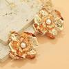 Personalized exaggerated metal three-dimensional pleated large flower necklace earrings retro flower jewelry set