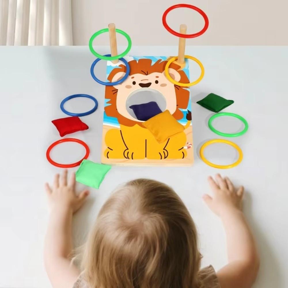 Portable Sandbag Toss Game Wooden Montessori Puzzle Toy  for Kid Toddler