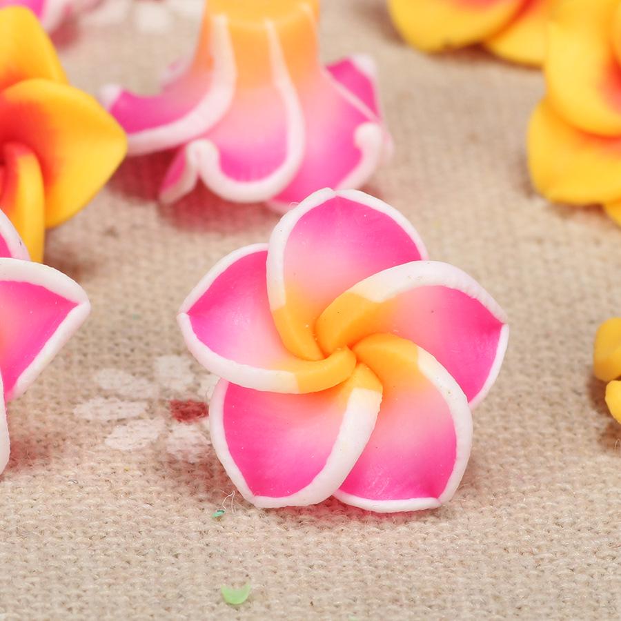 15mm Polymer Clay Plumeria Egg Flower Beads for DIY Bracelet and Necklace Jewelry Making