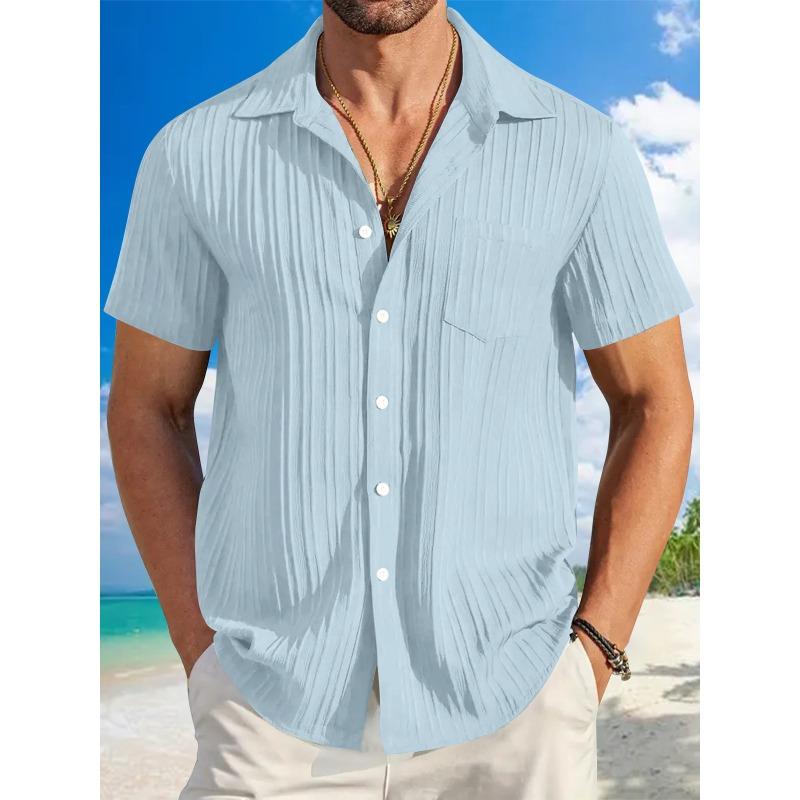 Moderna Estate Moda Uomo Camicia Casual a Righe da Spiaggia a Maniche Corte