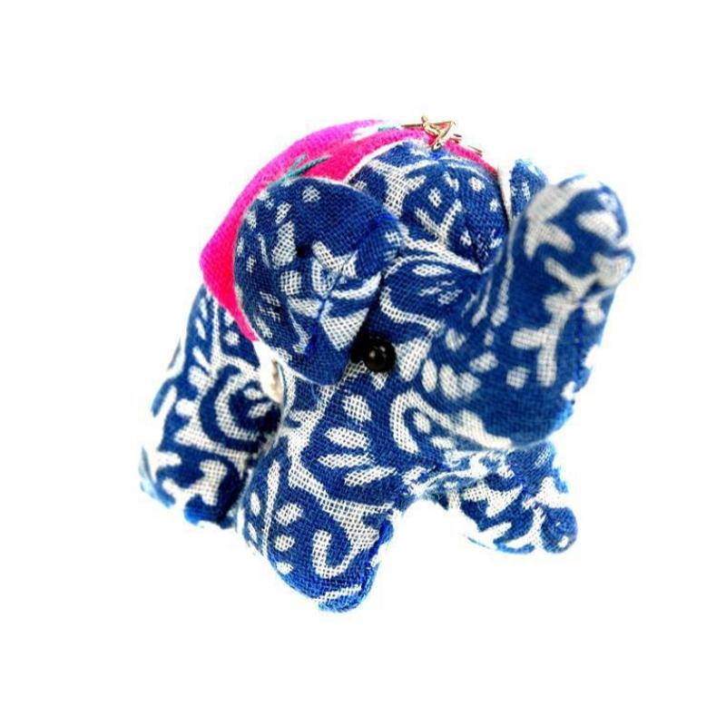 1Pcs Cartoon Handmade Ganesha Keyring Traditional Thai Fabric Elephant Keychain Animal Diy Pendant Car Key Ring