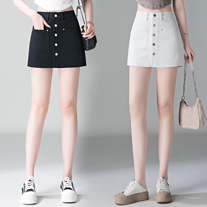 Spring 2026 Women's Retro Denim High-Waist Skort - Slimming, A-Line Design