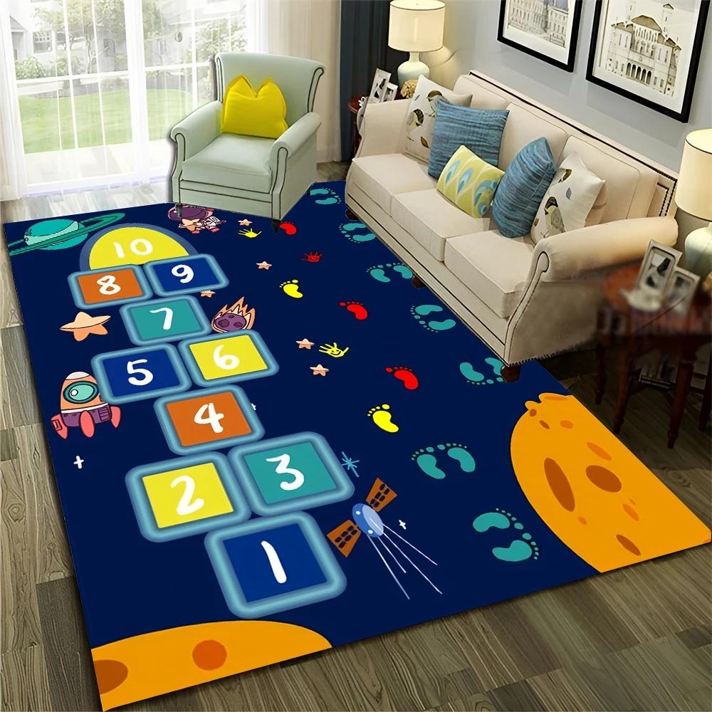 Hopscotch Child Digital Games Boy Girls Carpet Rug for Home Living Room Bedroom Sofa Doormat Decor,Non-slip Floor Mat