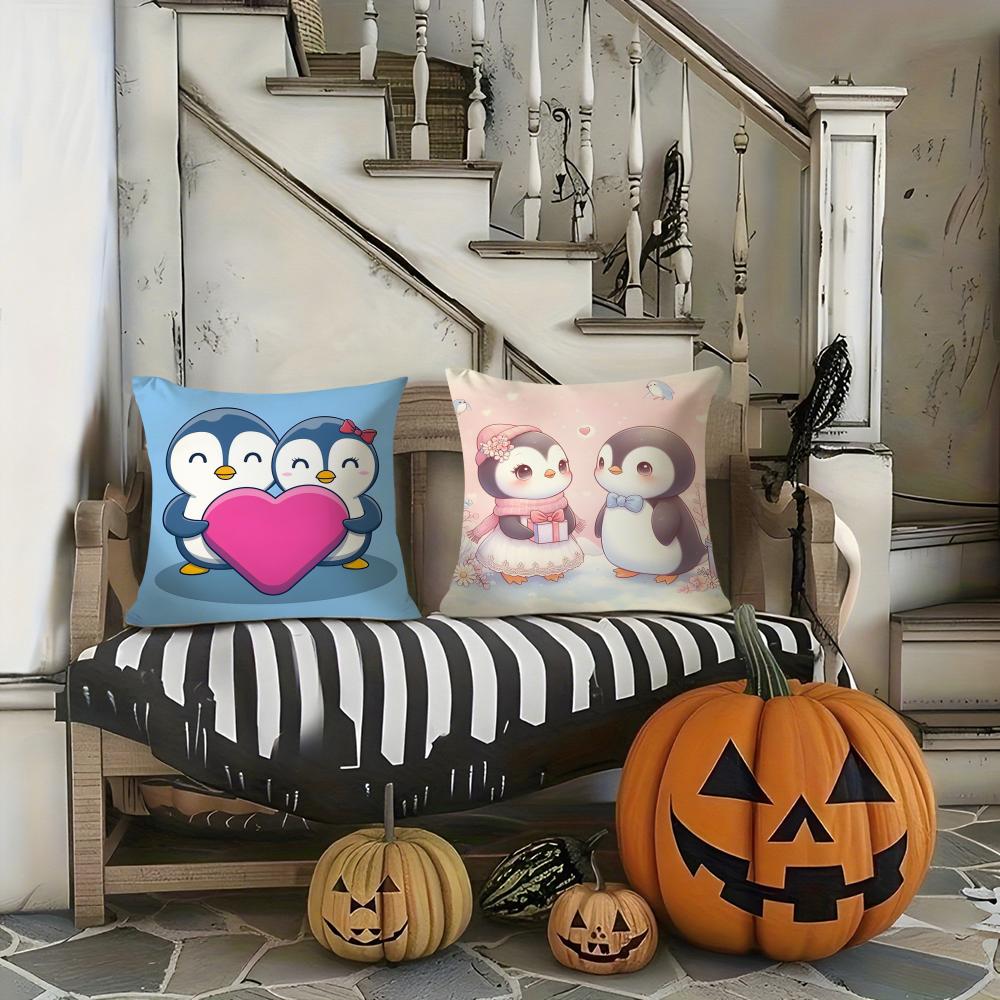 Cute Cartoon Penguin life Pillow Case Pattern Printed Pillowcase for Living Room Sofa Cushion Cover & Bedroom Decor