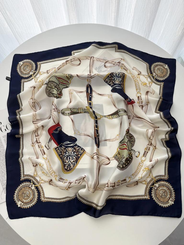 Geometric Print Shawl Square Scarf for Women Satin High Quality Neckerchief Female Hair Bands Ribbon Headband Bandana